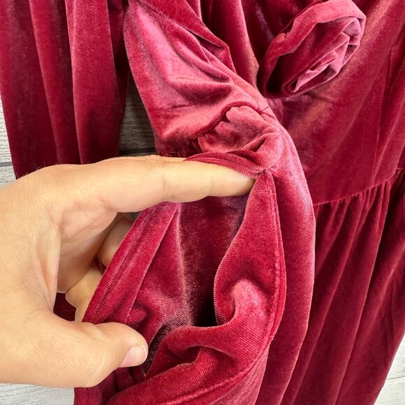 Ava & Viv Plus Size Pink Mauve Velvet Rose Long Sleeve Dress Size 2X - Picture 6 of 10